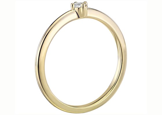 Griffe de l'anneau 0.1ct de bijoux d'or jaune de la pierre 14K de solitaire plaçant le type catégorie de clarté de VS1