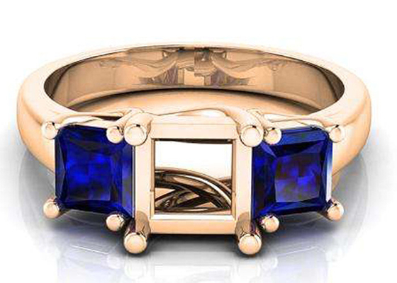 Sapphire Semi Mount Jewelry Square bleue a coupé l'ODM d'OEM de 6×6mm