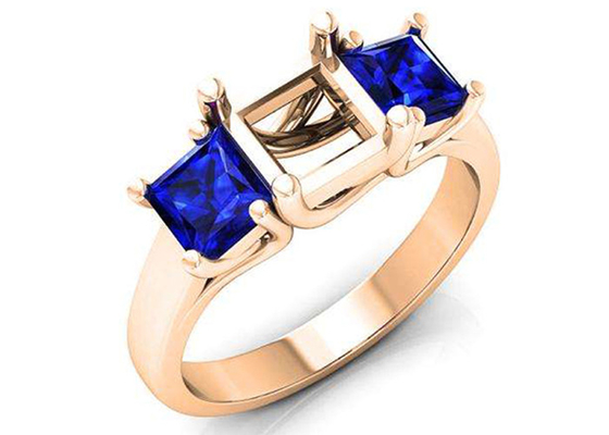 Sapphire Semi Mount Jewelry Square bleue a coupé l'ODM d'OEM de 6×6mm