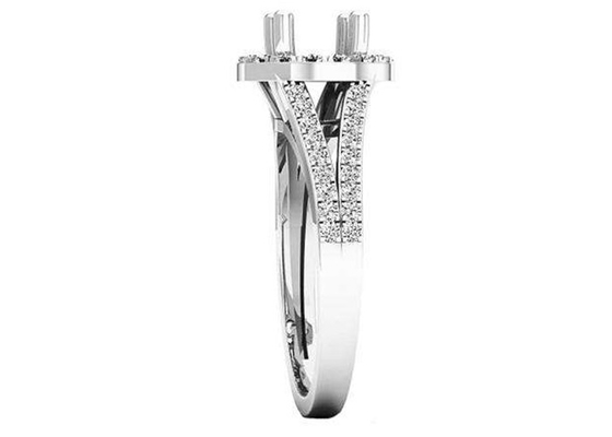 de l'ovale 0.9ct fourche matérielle d'or blanc des bijoux Ring18K de bâti semi plaçant le type