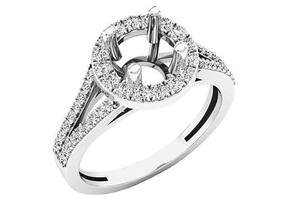 de l'ovale 0.9ct fourche matérielle d'or blanc des bijoux Ring18K de bâti semi plaçant le type