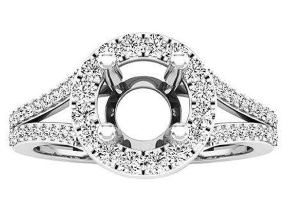 de l'ovale 0.9ct fourche matérielle d'or blanc des bijoux Ring18K de bâti semi plaçant le type