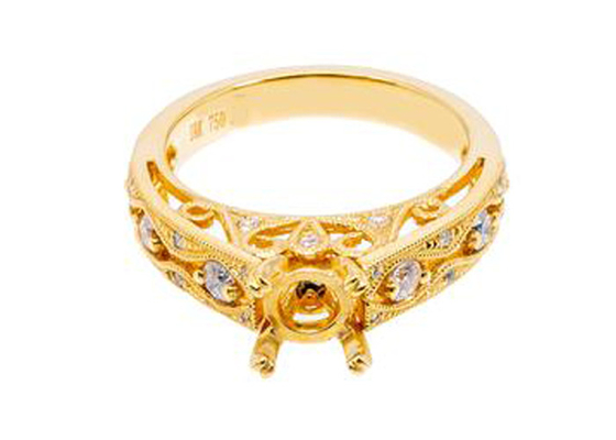 matériel d'or jaune de l'anneau 18K de 6pcs 0.07ct Diamond Semi Mount Jewelry