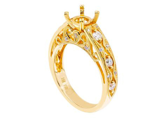 matériel d'or jaune de l'anneau 18K de 6pcs 0.07ct Diamond Semi Mount Jewelry