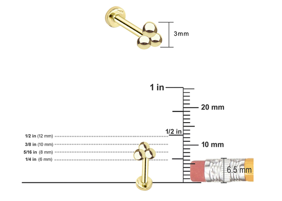 diamètre perçant 1.3MM 14pcs 0.126ct de boucles d'oreille de bijoux d'anti du tragus 16G corps d'or