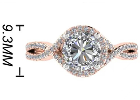 Clarté de moyenne de la coupe ronde 18K Rose Gold Ring For Engagement S11 SI2 VS1