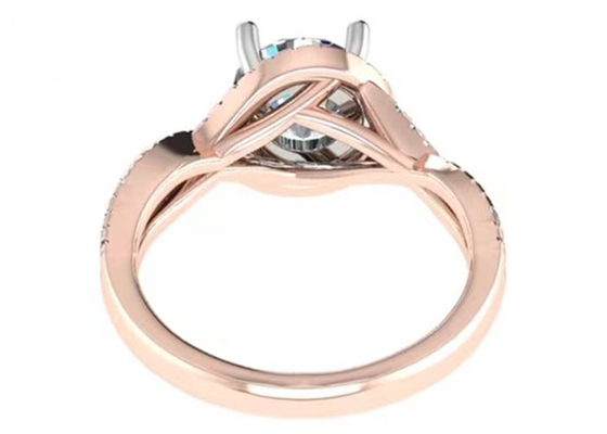 Clarté de moyenne de la coupe ronde 18K Rose Gold Ring For Engagement S11 SI2 VS1