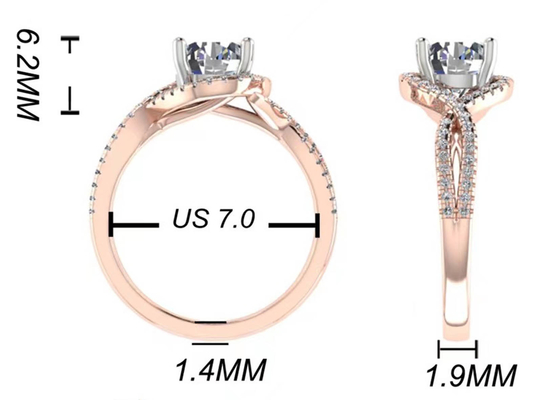 Clarté de moyenne de la coupe ronde 18K Rose Gold Ring For Engagement S11 SI2 VS1