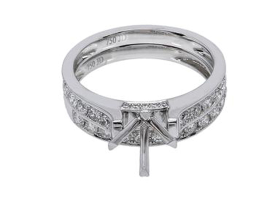 Double bague de fiançailles de forme ronde, ODM d'OEM d'anneau d'or blanc de 0.72ct 18K