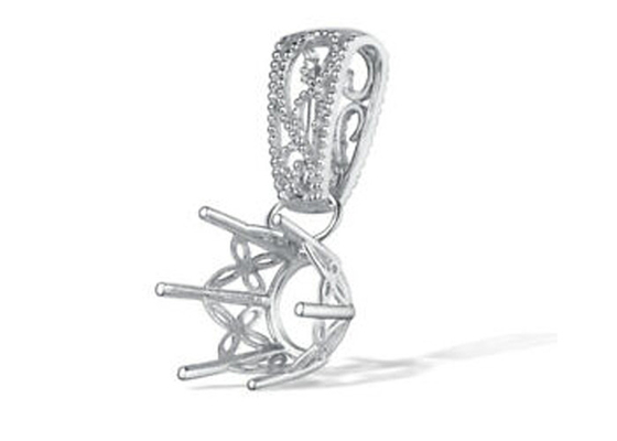 2.3g montent semi les arrangements pendants, 18k l'or blanc Diamond Pendant 4pcs 0.1ct