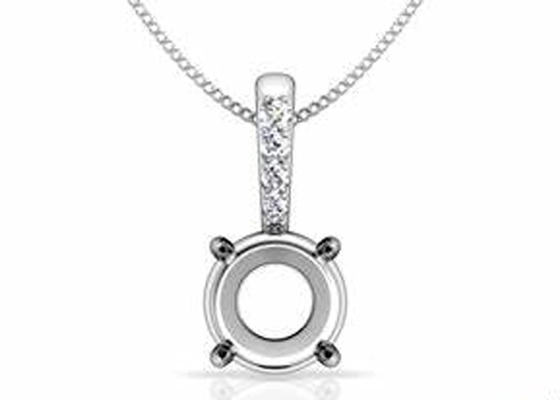2.3g montent semi les arrangements pendants, 18k l'or blanc Diamond Pendant 4pcs 0.1ct