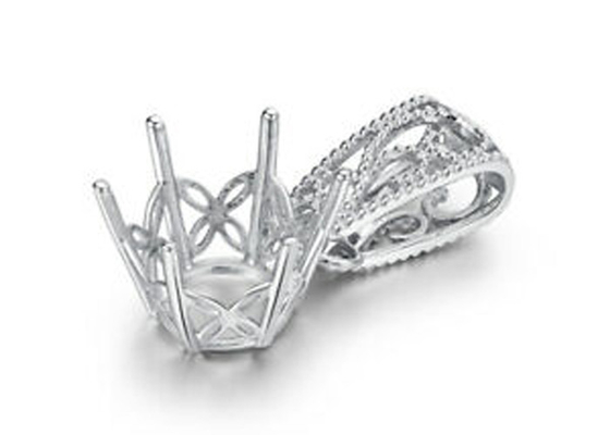 2.3g montent semi les arrangements pendants, 18k l'or blanc Diamond Pendant 4pcs 0.1ct