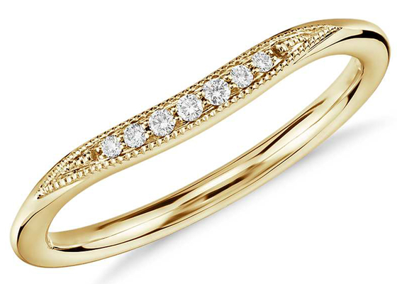 Anneau d'or 14K jaune savoureux minuscule, taille de Diamond Stacking Rings 2mm 1.5mm 1.3mm