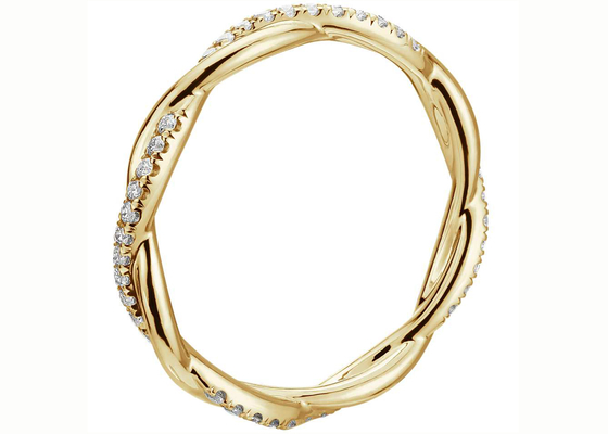griffe de taille de bande des bijoux 3.8mm-4.3mm d'or jaune du lien 14K de la torsion 0.44ct plaçant le type