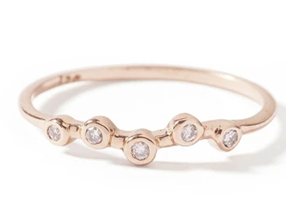 Bijoux minuscules Diamond Ring d'or jaune de 0.10ct 14K pour épouser la taille de bande de 1.5mm-2.5mm