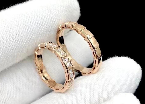 anneau de vipère de 0.41ct Serpenti, 18K Diamond Ring Width naturel 4mm