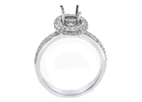 anneau de bijoux de bâti de l'or 18k blanc semi avec les diamants 0.45ct naturels de 1-1.1mm