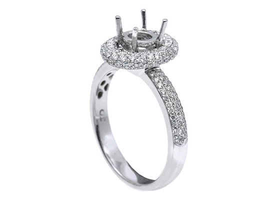 anneau de bijoux de bâti de l'or 18k blanc semi avec les diamants 0.45ct naturels de 1-1.1mm