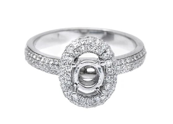 anneau de bijoux de bâti de l'or 18k blanc semi avec les diamants 0.45ct naturels de 1-1.1mm
