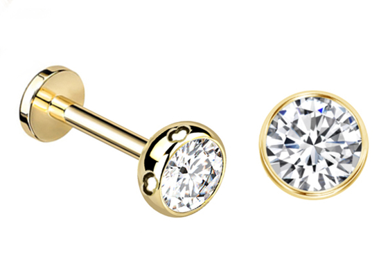 Les boucles d'oreille perçantes de bijoux de corps stérile d'or vissent le diamètre 3×3mm de style