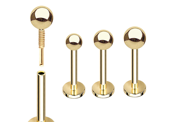 Boucles d'oreille de cartilage d'or d'OEM 14k, longueur perçante de la boucle d'oreille 5mm 8mm 10mm de corps