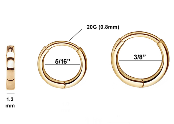 Boucles d'oreille de cercle de Huggie d'or d'ODM, OEM rond classique de boucles d'oreille de goujon de cartilage