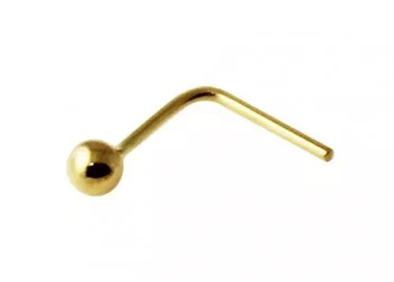 Anneau de nez en forme de L de l'or 18k, taille de Ring With Ball On End 1.5-2.0mm de nez
