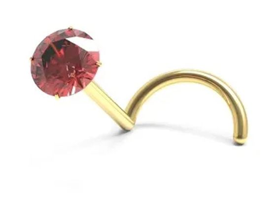 Perforation de nez d'or de la vis 18K avec 1.5mm-3mm Garnet Stone naturel