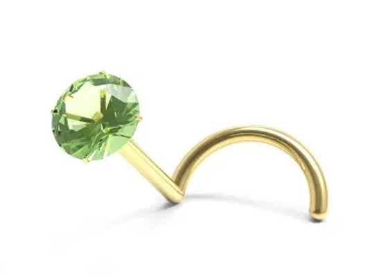 Perforation de nez d'or de la vis 18K avec 1.5mm-3mm Garnet Stone naturel