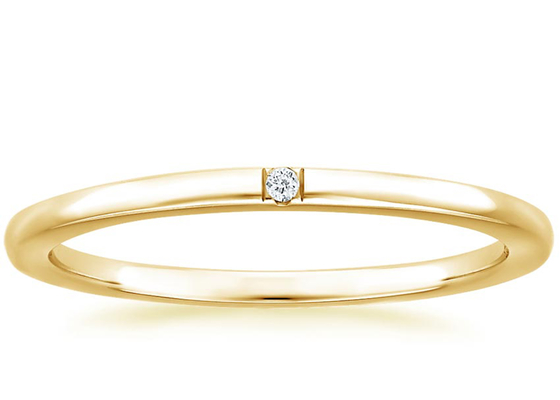 Taille minuscule de bande des bijoux 0.04ct 2.0mm-2.3mm d'or jaune du diamant 14K de solitaire