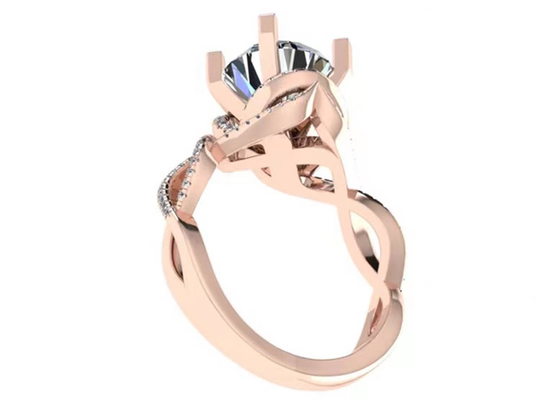 Coupe ronde brillante d'ODM 18K Rose Gold Ring 9mm pour le cadeau de mariage