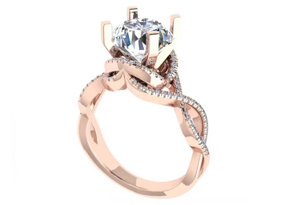 Coupe ronde brillante d'ODM 18K Rose Gold Ring 9mm pour le cadeau de mariage