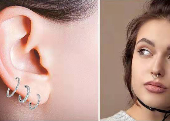 Goujon de nez de l'or 18k du diamètre 9mm 11mm, diamants naturels de Ring Piercing With 0.14ct de nez