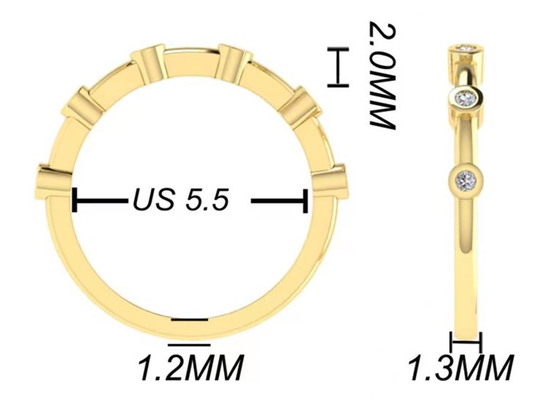 6pcs OEM de coupe de série des diamants 18k Rose Gold Ring 1.5mm pour l'engagement