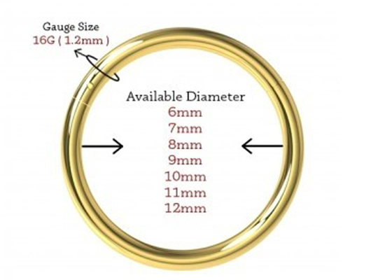 Dimension perçante articulée du classique 6-12mm de nez d'or du segment 18K