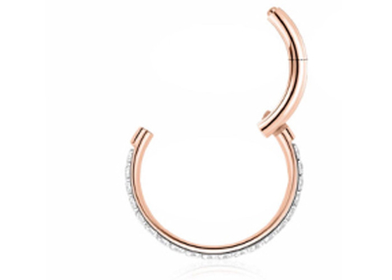 Goujon de nez de l'or 18k du diamètre 9mm 11mm, diamants naturels de Ring Piercing With 0.14ct de nez