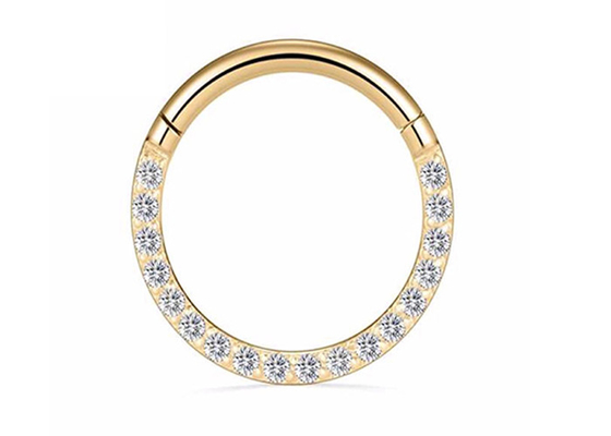 Goujon de nez de l'or 18k du diamètre 9mm 11mm, diamants naturels de Ring Piercing With 0.14ct de nez