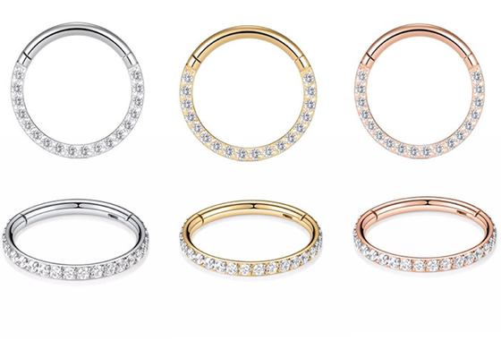 Goujon de nez de l'or 18k du diamètre 9mm 11mm, diamants naturels de Ring Piercing With 0.14ct de nez