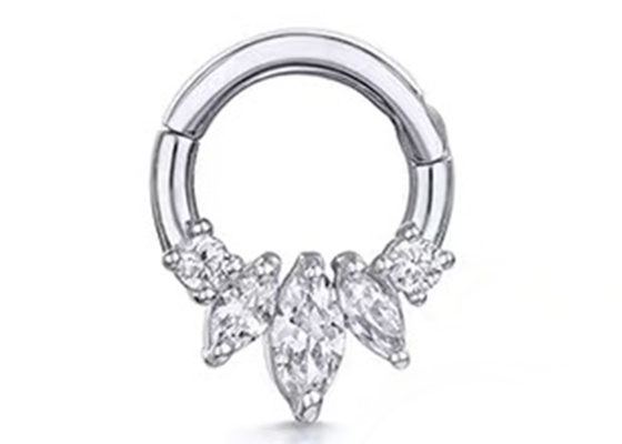 Clicker d'or de Marquise Cut 14K perçant la griffe quatre plaçant le type pour le nez de Daith de septum