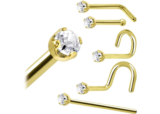 ODM 18k Rose Gold Nose Ring, flairent le diamant naturel de Pin With 1.5-2.5mm de perforation