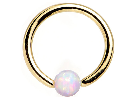 Perforation de nez d'or du cercle 18K avec Opal Inner Diameter naturel 8-12mm