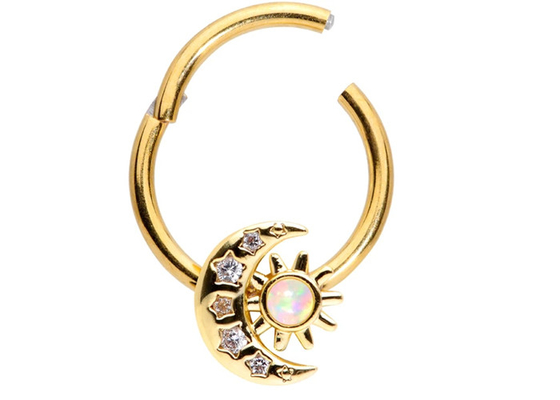 La lune perçante Sun de nez solide de l'or 18K forment avec l'ODM naturel de diamants de 0.06ct SI2