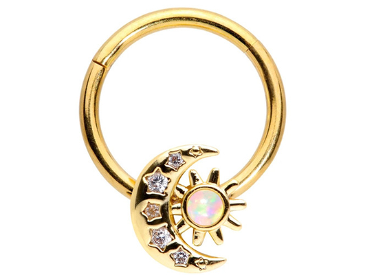 La lune perçante Sun de nez solide de l'or 18K forment avec l'ODM naturel de diamants de 0.06ct SI2