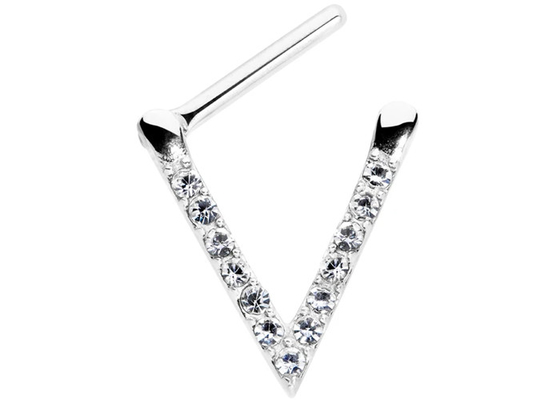 Anneau de septum d'or blanc de triangle d'OEM avec des diamants de 0.1ct 1.3mm