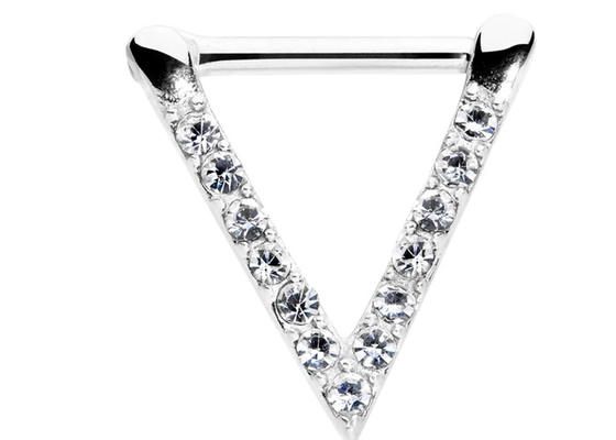 Anneau de septum d'or blanc de triangle d'OEM avec des diamants de 0.1ct 1.3mm
