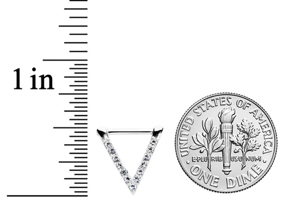 Anneau de septum d'or blanc de triangle d'OEM avec des diamants de 0.1ct 1.3mm
