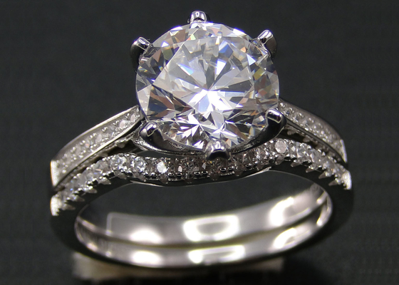 Coupe brillante Diamond Ring 1.25CT, 18k or blanc Ring Set For Women du rond 1PCS