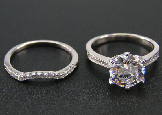 Coupe brillante Diamond Ring 1.25CT, 18k or blanc Ring Set For Women du rond 1PCS