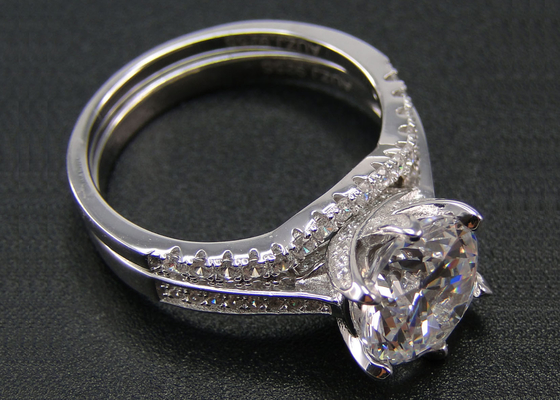 Coupe brillante Diamond Ring 1.25CT, 18k or blanc Ring Set For Women du rond 1PCS