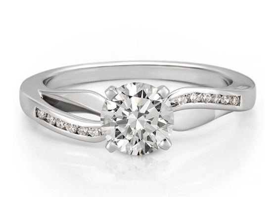 Bijoux Diamond Ring, mariage Ring Round Cut d'OEM d'ODM de l'or 14k blanc
